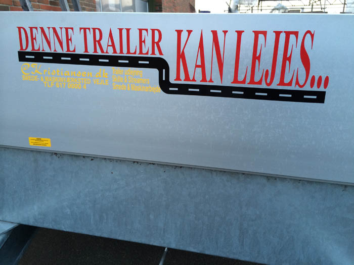 Klisterm&aelig;rke til trailer
